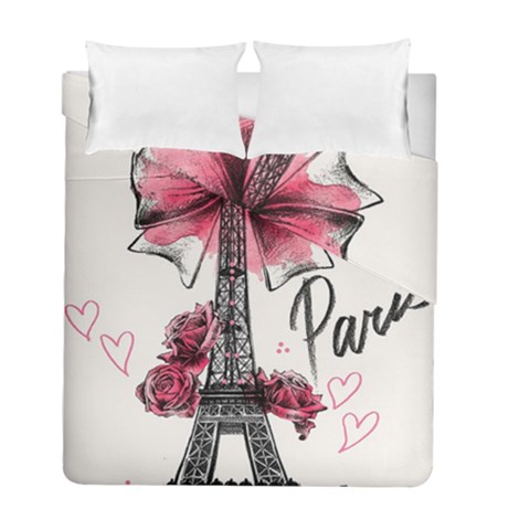 Paris And Bow Duvet Cover Double Side (Full/ Double Size) from DESIGN GIFT SHOP