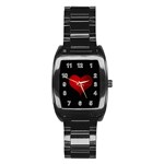 Red Heart on Black. Stainless Steel Barrel Watch