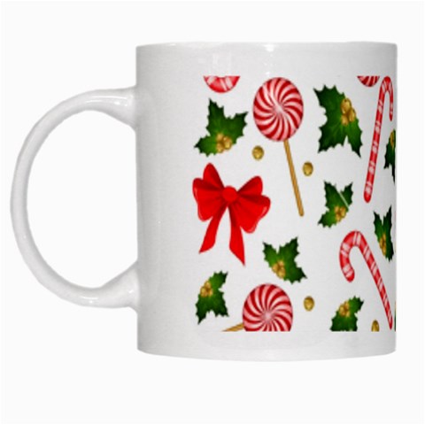 Christmas Candy Canes And Bows White Mug from DESIGN GIFT SHOP Left