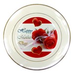 Red Roses And Hearts Porcelain Plate