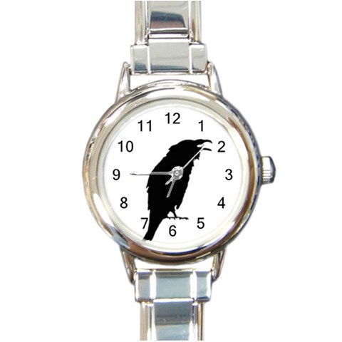 Black Crow Round Italian Charm Watch from DESIGN GIFT SHOP Front