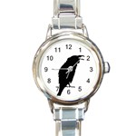 Black Crow Round Italian Charm Watch