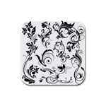 Floral Decorative Rubber Square Coaster (4 pack)