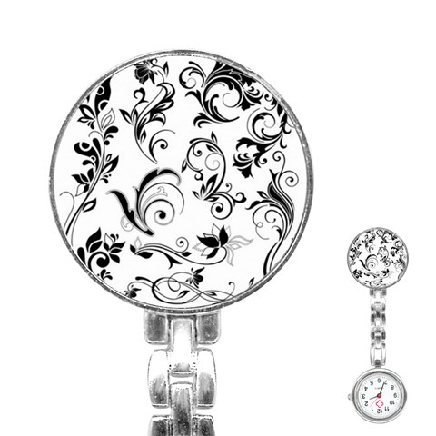 Floral Decorative Stainless Steel Nurses Watch from DESIGN GIFT SHOP Front