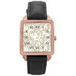 Classical Floral Pattern Rose Gold Leather Watch 