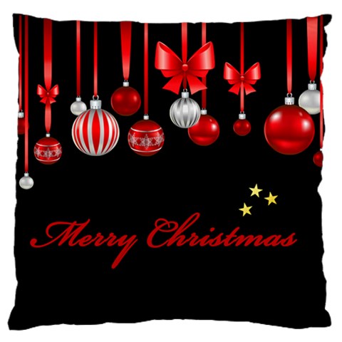 Hanging Red Baubles on Black Large Cushion Case (One Side) from DESIGN GIFT SHOP Front