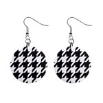 Black and White Hounds tooth Earrings 1  Button Earrings