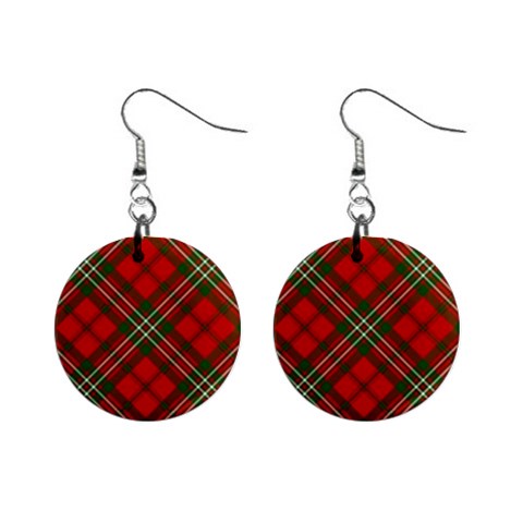 Red And Green Tartan Earrings 1  Button Earrings from DESIGN GIFT SHOP Front