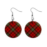 Red And Green Tartan Earrings 1  Button Earrings
