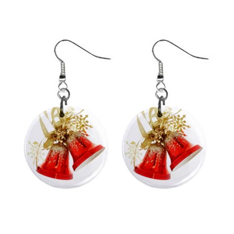 Red Christmas Bells 1  Button Earrings from DESIGN GIFT SHOP Front