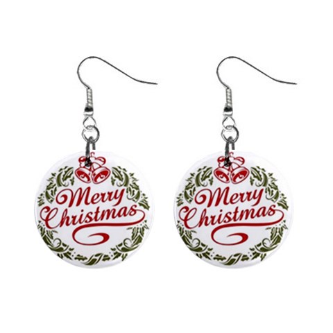 Merry Christmas 1  Button Earrings from DESIGN GIFT SHOP Front