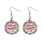 Merry Christmas 1  Button Earrings