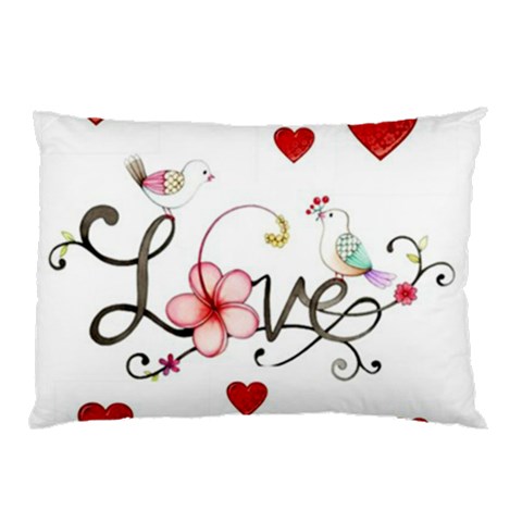 White Love Red Hearts Pillow Case one side from DESIGN GIFT SHOP 26.62 x18.9  Pillow Case