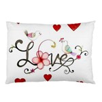 White Love Red Hearts Pillow Case one side